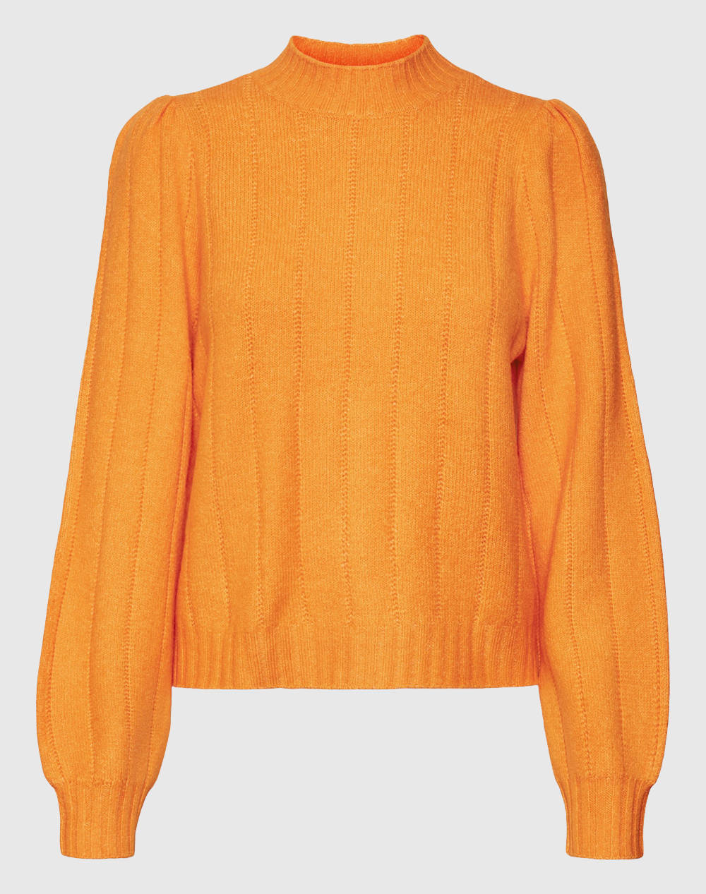 VERO MODA VMMAXIN LS HIGHNECK PULLOVER BLFR 10291265-Vibrant Orange Orange