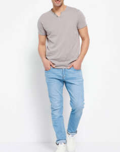 FUNKY BUDDHA Essential t-shirt με λαιμό henley