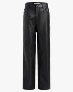 CALVIN KLEIN FAUX LEATHER HR STRAIGHT PANTS