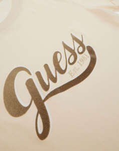 GUESS SS CN GLITTERY LOGO TEE WOMEN