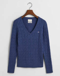 GANT SWEATER LS STRETCH COTTON CABLE V-NECK