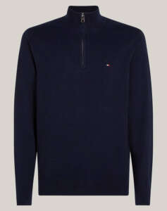 TOMMY HILFIGER PIMA ORG CTN CASHMERE ZIP MOCK